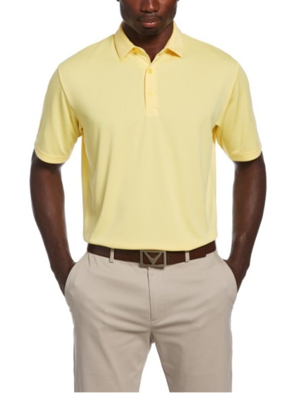 All In Motion Mens Textured Yellow Performance Polo Shirt Large NWT